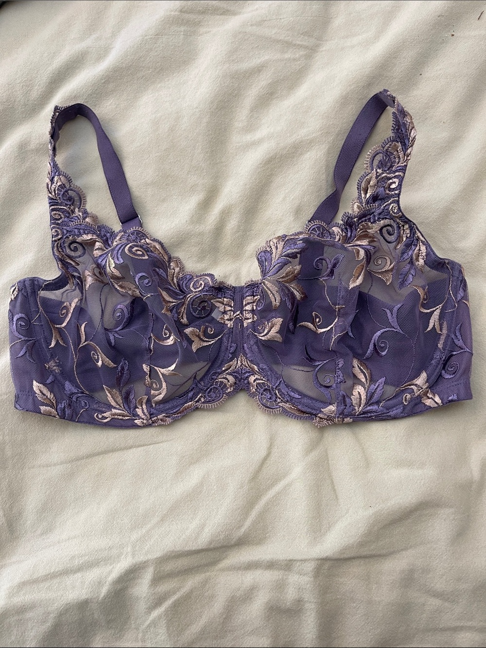 Soma Purple Lace & Metallic Embroidered Underwire Bra